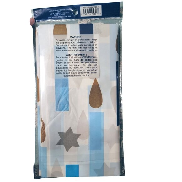 Ashland Hanukkah Table Cover 54" X 108" Blue & Gold Candles Design Plastic - Picture 2 of 2